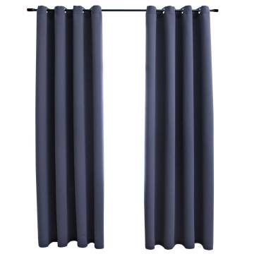 Blackout Curtains with Metal Rings - 140x175 cm Anthracite