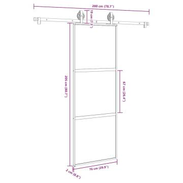 Modern Sliding Door with Hardware Set – 76x205 cm Tempered Glass