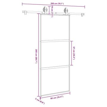 Modern Sliding Door with Hardware Set | 90x205 cm Glass & Aluminium