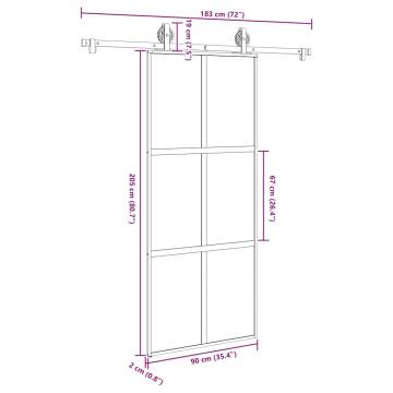 Modern Sliding Door with Hardware Set | 90x205 cm Glass & Aluminium