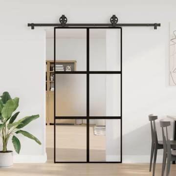 Sliding Door with Hardware Set - 102.5x205 cm Tempered Glass