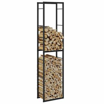 Firewood Rack Black 50x30x209 cm - Durable Steel Storage