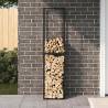 Firewood Rack Black 50x30x209 cm - Durable Steel Storage