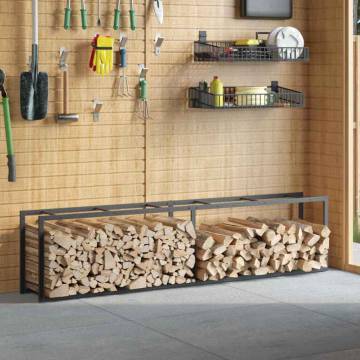 Firewood Rack Black 50x30x209 cm - Durable Steel Storage