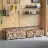 Firewood Rack Black 50x30x209 cm - Durable Steel Storage