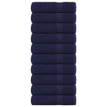 10 Pcs Navy Blue Shower Towels - 100% Cotton, 70x140 cm