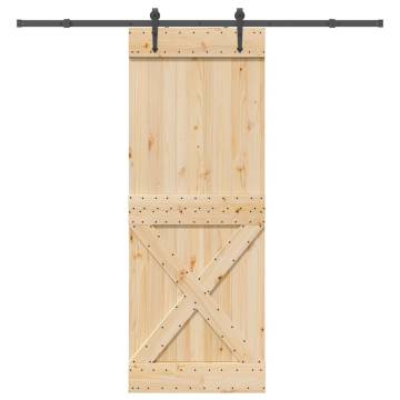 Sliding Door with Hardware Set - Solid Pine Wood 85x210 cm