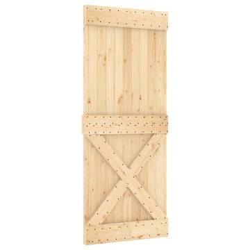 Sliding Door with Hardware Set - Solid Pine Wood 85x210 cm