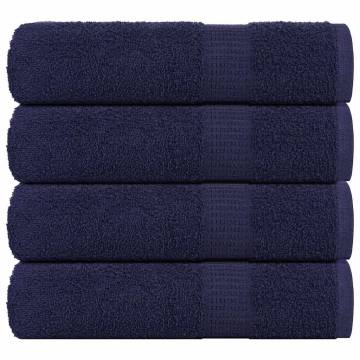 Navy Blue Bath Towels - 4 pcs, 100% Cotton, 100x150 cm