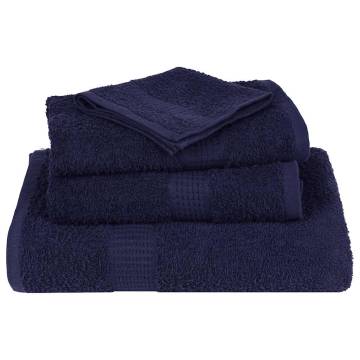 Navy Blue Bath Towels - 4 pcs, 100% Cotton, 100x150 cm