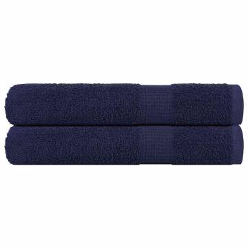 Navy Blue Cotton Towels (2 pcs) - 100x200 cm, 360 gsm