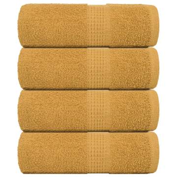 Guest Towels 4 pcs Gold 30x50 cm | 100% Cotton & Absorbent