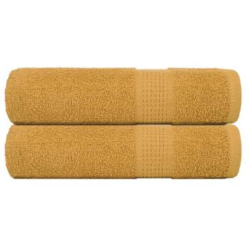 Hand Towels 2 pcs Gold 50x100 cm - Soft & Durable Cotton