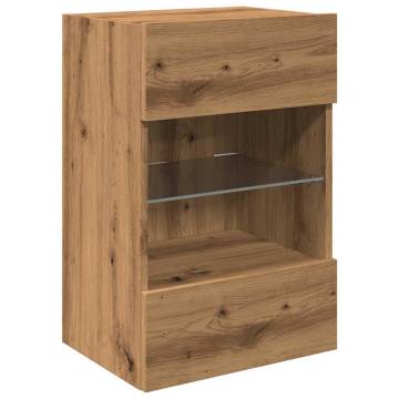 Stylish TV Wall Cabinets with LED Lights - Artisan Oak 2 pcs