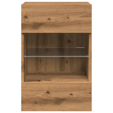 Stylish TV Wall Cabinets with LED Lights - Artisan Oak 2 pcs