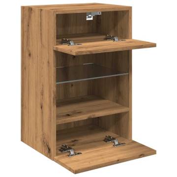 Stylish TV Wall Cabinets with LED Lights - Artisan Oak 2 pcs