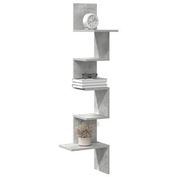 Wall Corner Shelf Concrete Grey - Stylish Engineered Wood Design