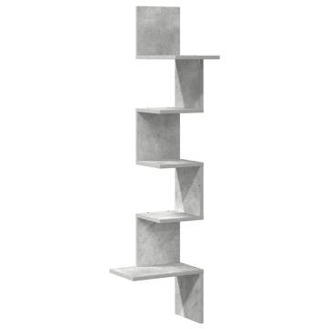 Wall Corner Shelf Concrete Grey - Stylish Engineered Wood Design