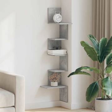 Wall Corner Shelf Concrete Grey - Stylish Engineered Wood Design