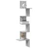 Wall Corner Shelf Grey Sonoma - 32x32x127.5 cm Engineered Wood