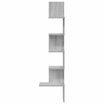 Wall Corner Shelf Grey Sonoma - 32x32x127.5 cm Engineered Wood