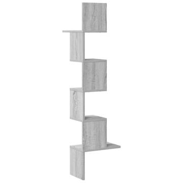 Wall Corner Shelf Grey Sonoma - 32x32x127.5 cm Engineered Wood