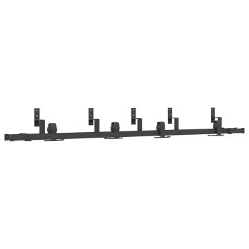 Sliding Door Hardware Kit 213.5 cm - Steel Black | HipoMarket UK