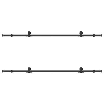 Sliding Door Hardware Kit 213.5 cm - Steel Black | HipoMarket UK