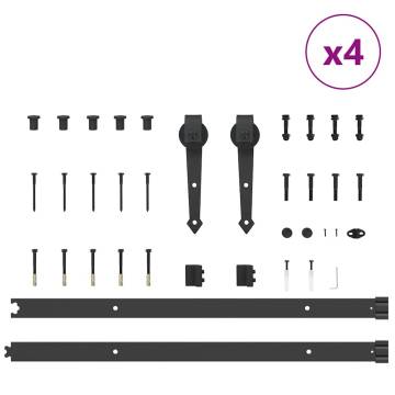 Sliding Door Hardware Kit 152.5 cm Steel Black - Durable & Reliable