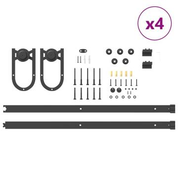 Sliding Door Hardware Kit 200 cm Steel Black - HipoMarket