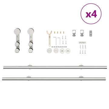 Sliding Door Hardware Kit 200 cm - Stainless Steel Silver