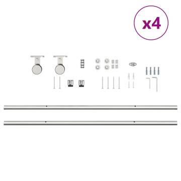 Sliding Door Hardware Kit 200 cm - Stainless Steel Silver