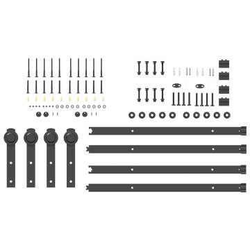 Sliding Door Hardware Kit 152.5 cm Steel Black - HipoMarket