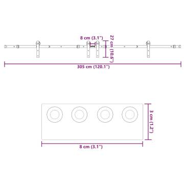 Sliding Door Hardware Kit 152.5 cm Steel Black - HipoMarket