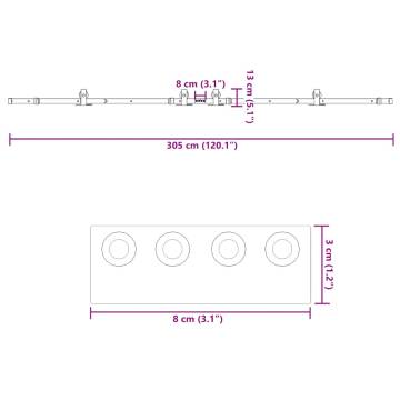 Sliding Door Hardware Kit 152.5 cm - Steel Black | HipoMarket