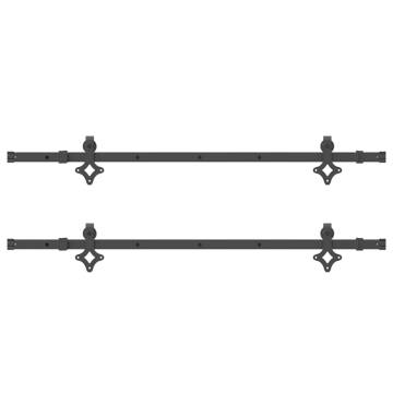 Sliding Door Hardware Kit 152.5 cm Steel Black - HipoMarket