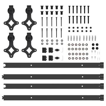 Sliding Door Hardware Kit 152.5 cm Steel Black - HipoMarket