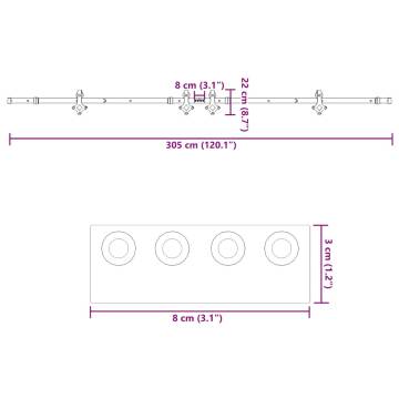 Sliding Door Hardware Kit 152.5 cm Steel Black - HipoMarket