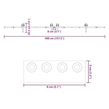 Sliding Door Hardware Kit 200 cm - Steel Black | Hipo Market