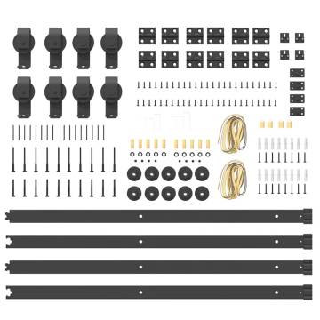 Sliding Door Hardware Kit 183 cm Steel Black - Durable & Easy Install