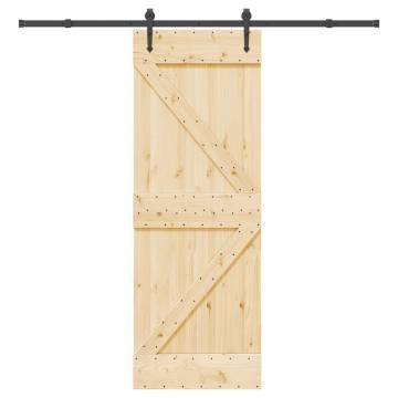 Sliding Door with Hardware Set - 70x210 cm Solid Wood Pine