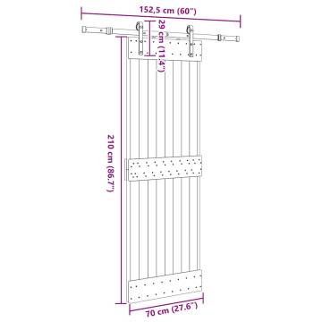 Solid Pine Sliding Door Set 70x210 cm - Durable & Elegant