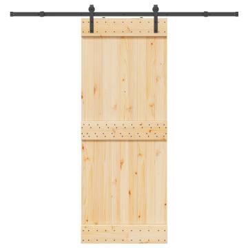 Sliding Door with Hardware Set - Solid Pine Wood 80x210 cm