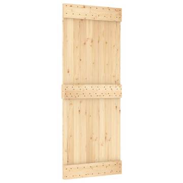 Sliding Door with Hardware Set - Solid Pine Wood 80x210 cm