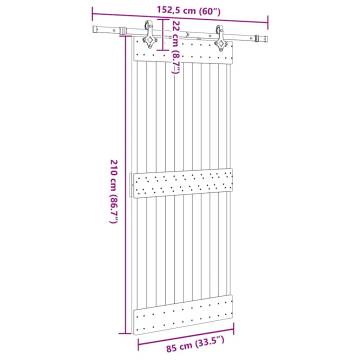 Sliding Door with Hardware Set - Solid Pine 85x210 cm | HipoMarket