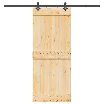 Sliding Door with Hardware Set - Solid Pine Wood 85x210 cm