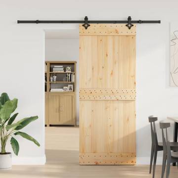 Sliding Door with Hardware Set - Solid Pine Wood 85x210 cm