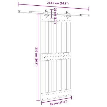 Sliding Door with Hardware Set 95x210 cm Solid Wood Pine