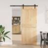 Solid Wood Pine Sliding Door with Hardware Set - 85x210 cm