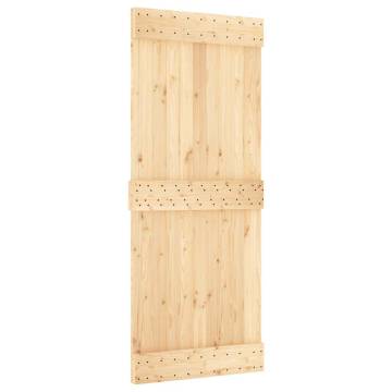 Solid Wood Pine Sliding Door with Hardware Set - 85x210 cm